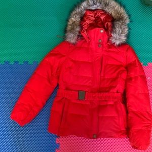 NWT Lands’ End down faux fur hoodie jacket Size S